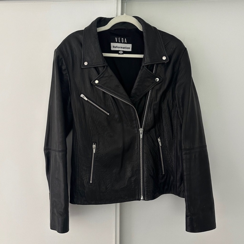 Veda Reformation Black Leather Jacket